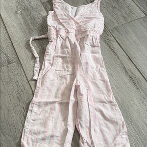 Pink and White Striped Kids One Piece Romper Size 5/6